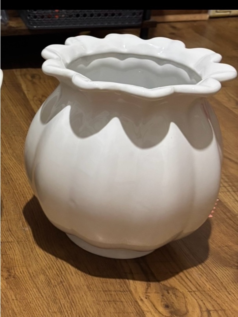 White Ceramic Scalloped Vase